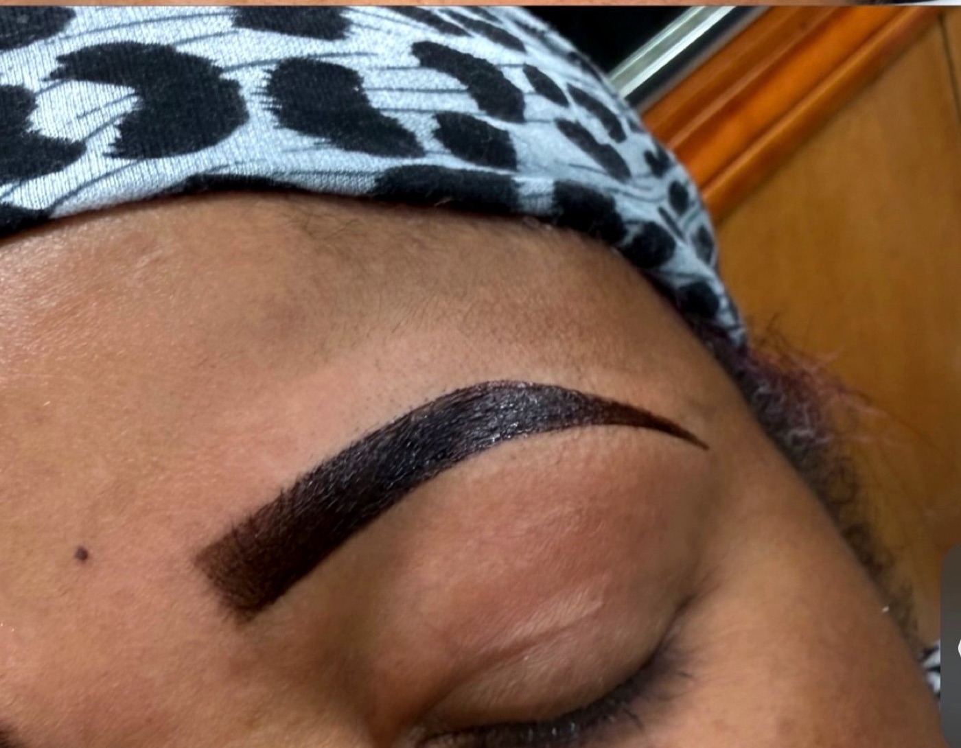 Brows freshly shaped and tinted